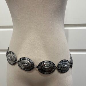 Vintage Escada Concho Belt / Necklace, Made in Spain, Silver Tone